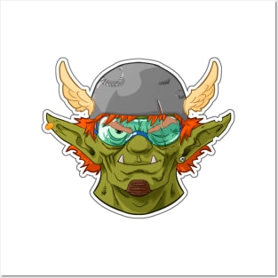 Smiling orc sticker Posters and Art